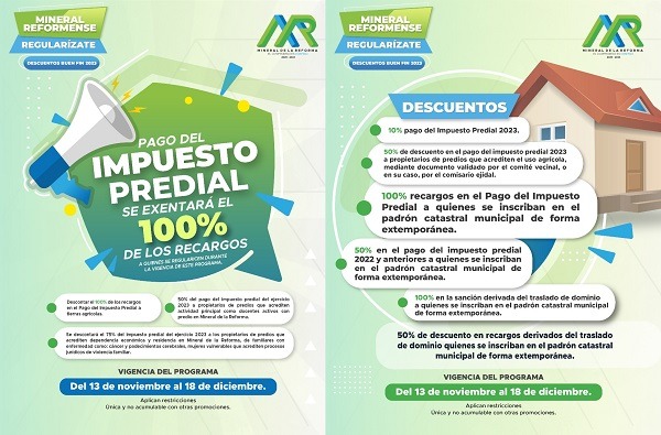 Descuentos «El Buen Fin 2023: Mineral Refórmense Regularízate»