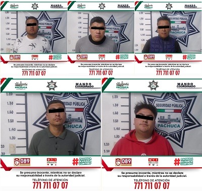 Policía de Pachuca detiene a 5 hombres por presunta extorsión en mercado Miguel Hidalgo