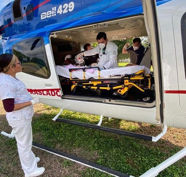 Realizan traslado aeromédico de menor con Síndrome de Dificultad Respiratoria
