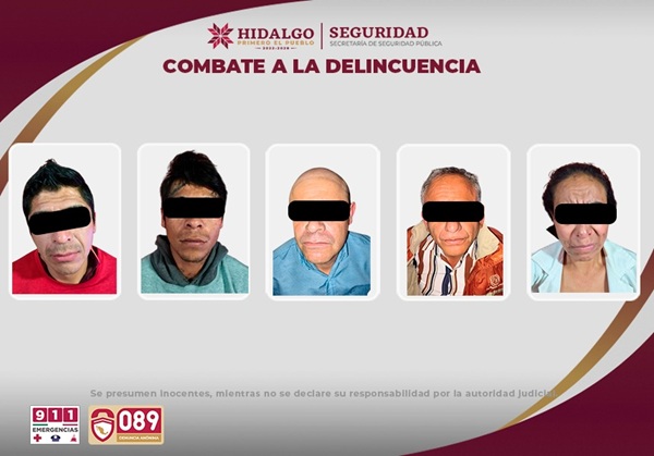 Operativo en Tulancingo frena célula dedicada al narcomenudeo y al robo a transeúntes, hay 5 detenidos