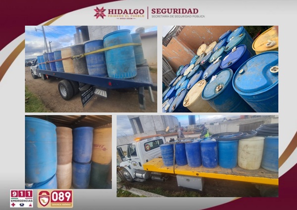 SSPH desarticula centro de almacenamiento de hidrocarburo ilegal en Santiago Tulantepec