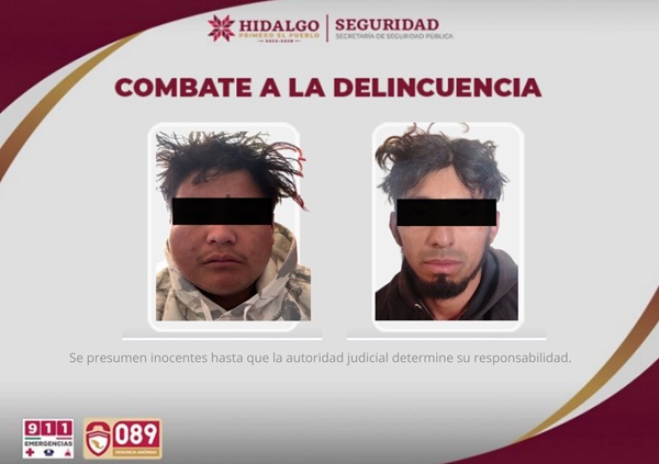 SSPH desarticula punto de venta de droga en Singuilucan, detienen a dos personas