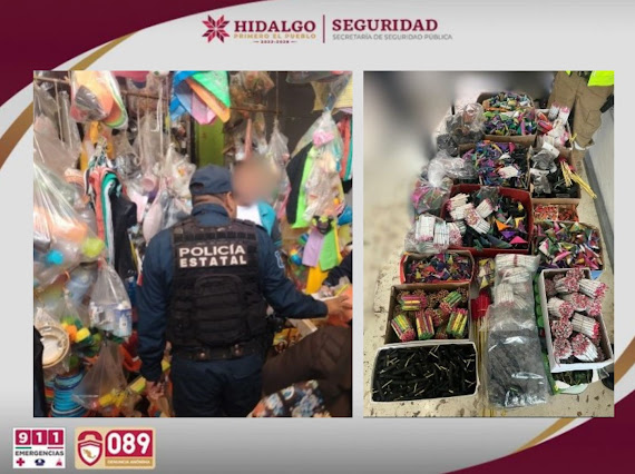 SSPH asegura más de 800 kilogramos de pirotecnia en el estado