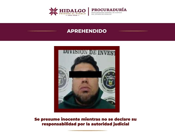 PGJEH aprehende a probable responsable de homicidio doloso ocurrido hace una semana en Tizayuca