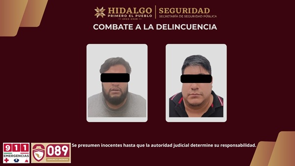 Policía Estatal asegura a dos hombres y recupera maquinaria pesada en Tula