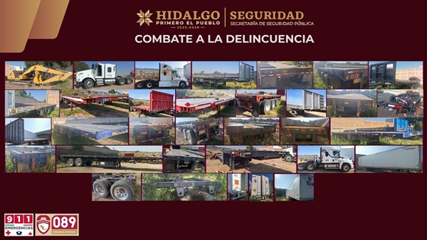 SSPH recupera 33 unidades robadas de autotransporte federal, tras desmantelar un predio clandestino entre Mineral de la Reforma y Epazoyucan