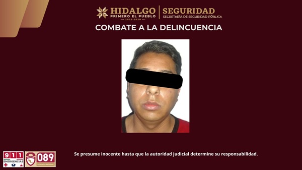 SSPH detiene a encargado del Centro de Control y Comando C2 de Villa de Tezontepec, vinculado con grupo delictivo