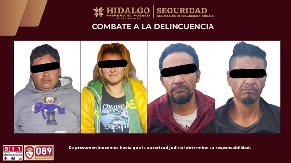 Asegura SSPH a cuatro personas relacionadas con robos a negocios en Mineral de la Reforma