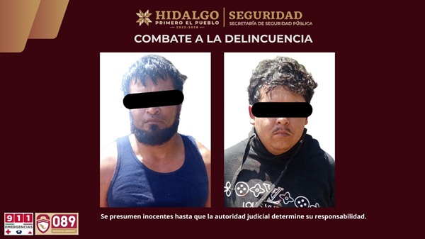 SSPH asegura a 2 presuntos responsables de homicidio en bulevar Minero en Pachuca