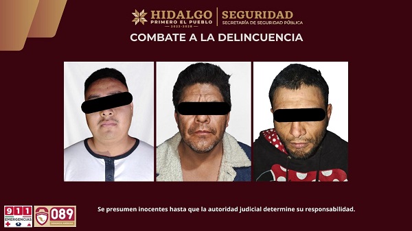 Asegura SSPH a tres presuntos generadores de violencia en Villa de Tezontepec