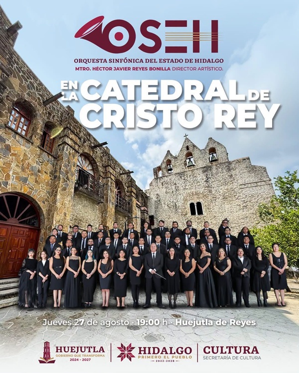 Ofrecerá la Orquesta Sinfónica del Estado de Hidalgo concierto gratuito en la Catedral de Huejutla