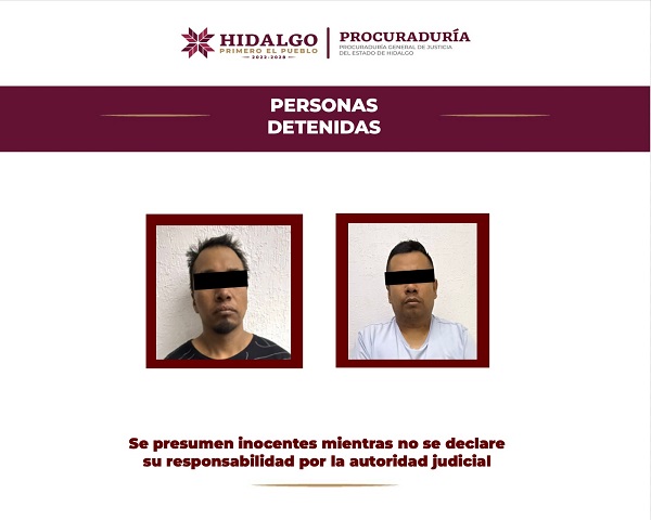 Por narcomenudeo, PGJEH detiene a dos personas, en Mineral de la Reforma