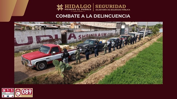 En operativo coordinado, SSPH asegura siete vehículos e hidrocarburo en Tlaxcoapan