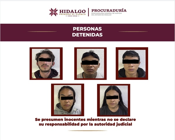 Detiene PGJEH a cinco personas durante cateo por narcomenudeo en Ajacuba